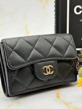 Chanel Caviar Leather Quilted Trifold Wallet